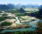 Сельских районах Китая, реки и рисовые поля